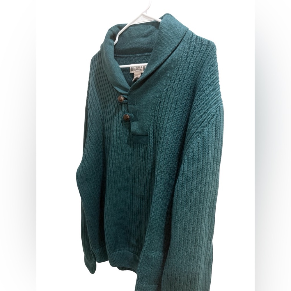 NWT Duluth Trading Shawl Collar Sweater 2XL Blue Green Cotton Wool Brigadier - Picture 5 of 9